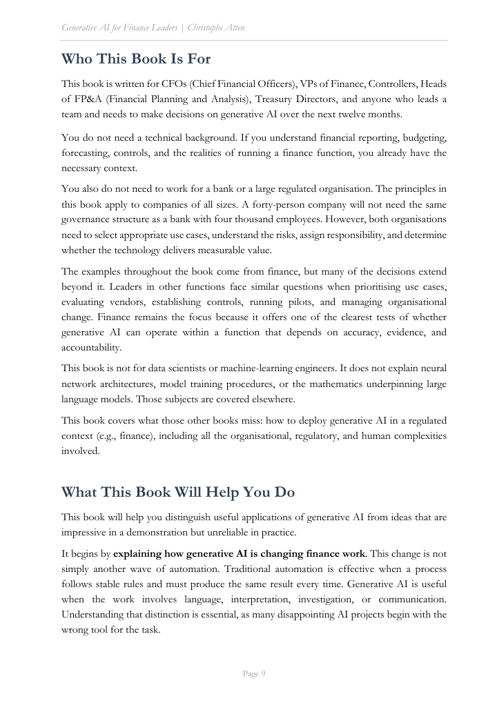 An actual page from the Introduction to Generative AI for Finance Leaders